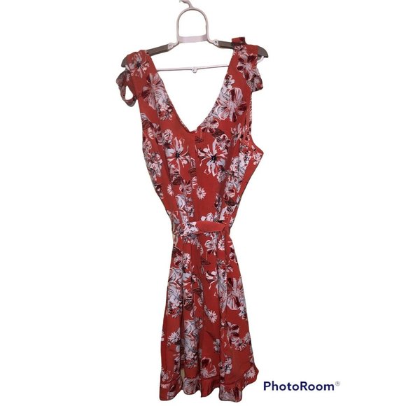 Rue21 Romper Large Orange Floral Tie Shoulder NEW - Picture 2 of 7